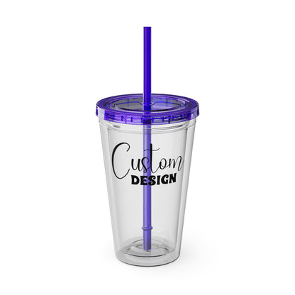 Custom Sunsplash Tumbler with Straw, 16 oz