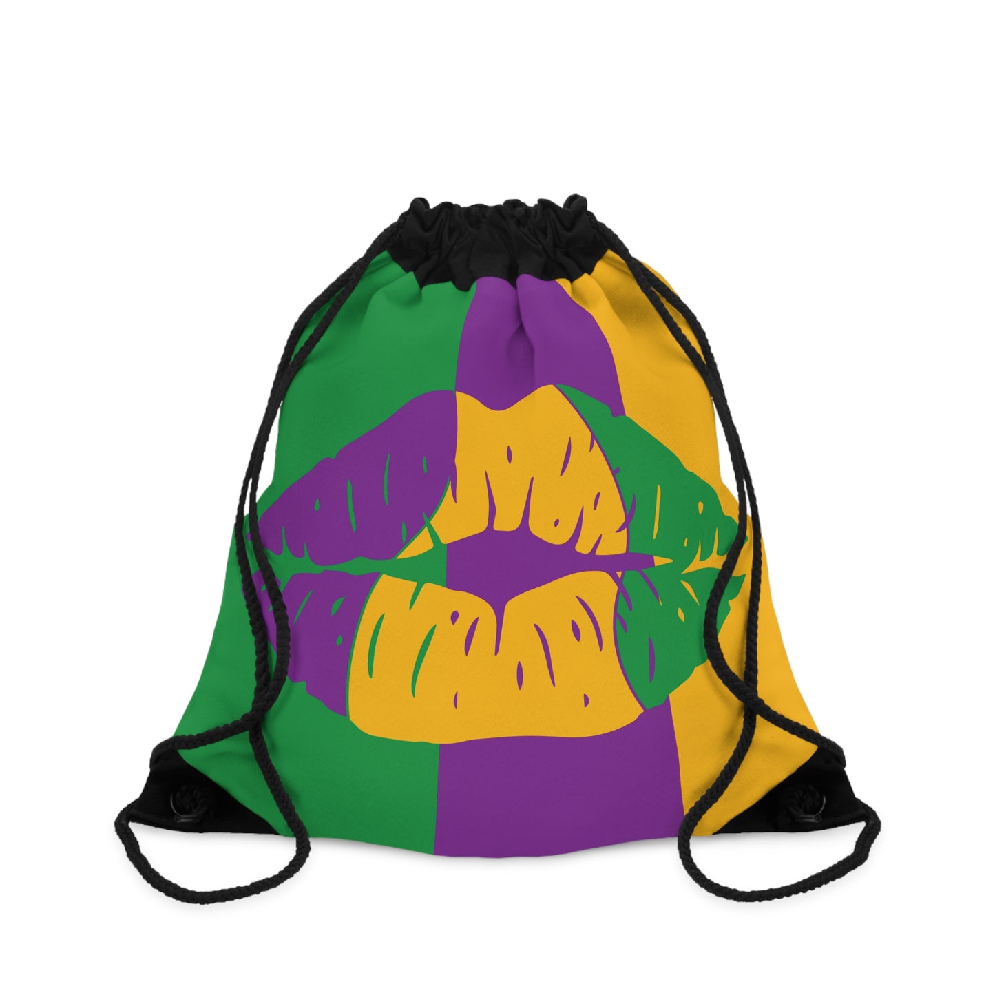 Mardi Gras Lips Drawstring Bag