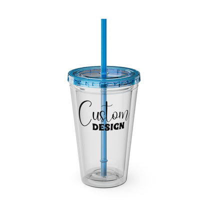 Custom Sunsplash Tumbler with Straw, 16 oz