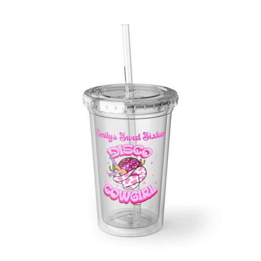 Disco Cowgirl Custom Birthday Acrylic Cup, 16 oz