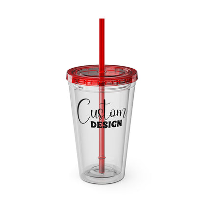 Custom Sunsplash Tumbler with Straw, 16 oz