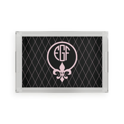 Custom Monogram Fleur De Lis Acrylic Serving Tray