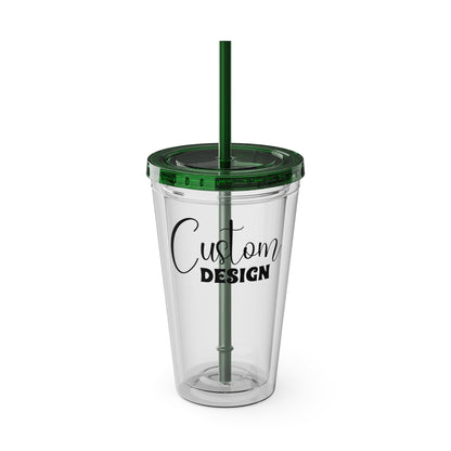 Custom Sunsplash Tumbler with Straw, 16 oz