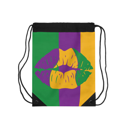 Mardi Gras Lips Drawstring Bag