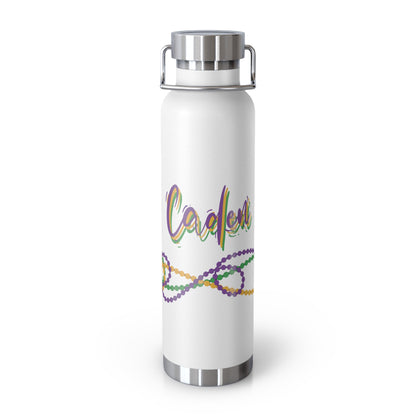 Custom Mardi Gras Copper Vacuum Insulated Bottle, 22 oz