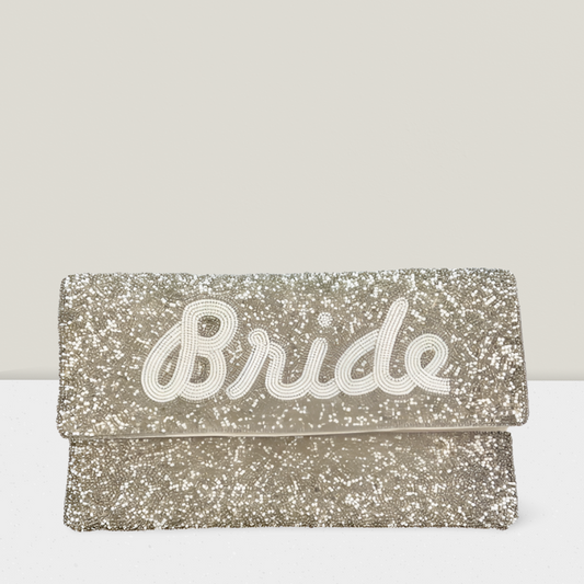 Silver Bride Beaded Clutch