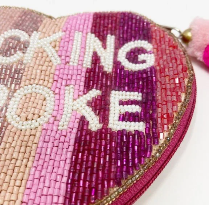 Fucking Broke Heart Beaded Coin Purse