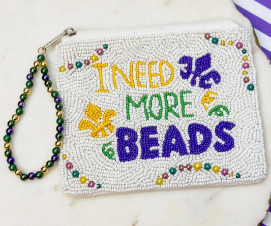 I Need More Beads Beaded Zip Pouch