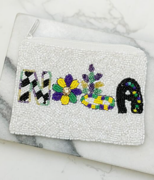 NOLA Beaded Zip Pouch