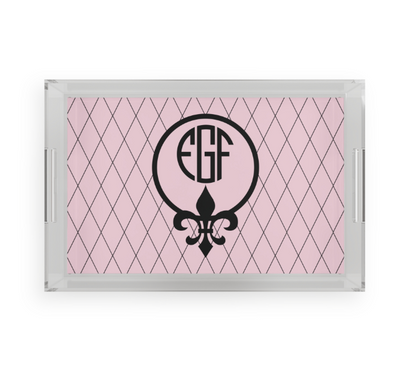 Custom Monogram Fleur De Lis Acrylic Serving Tray