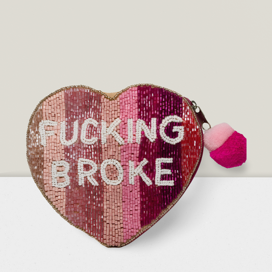 Fucking Broke Heart Beaded Coin Purse