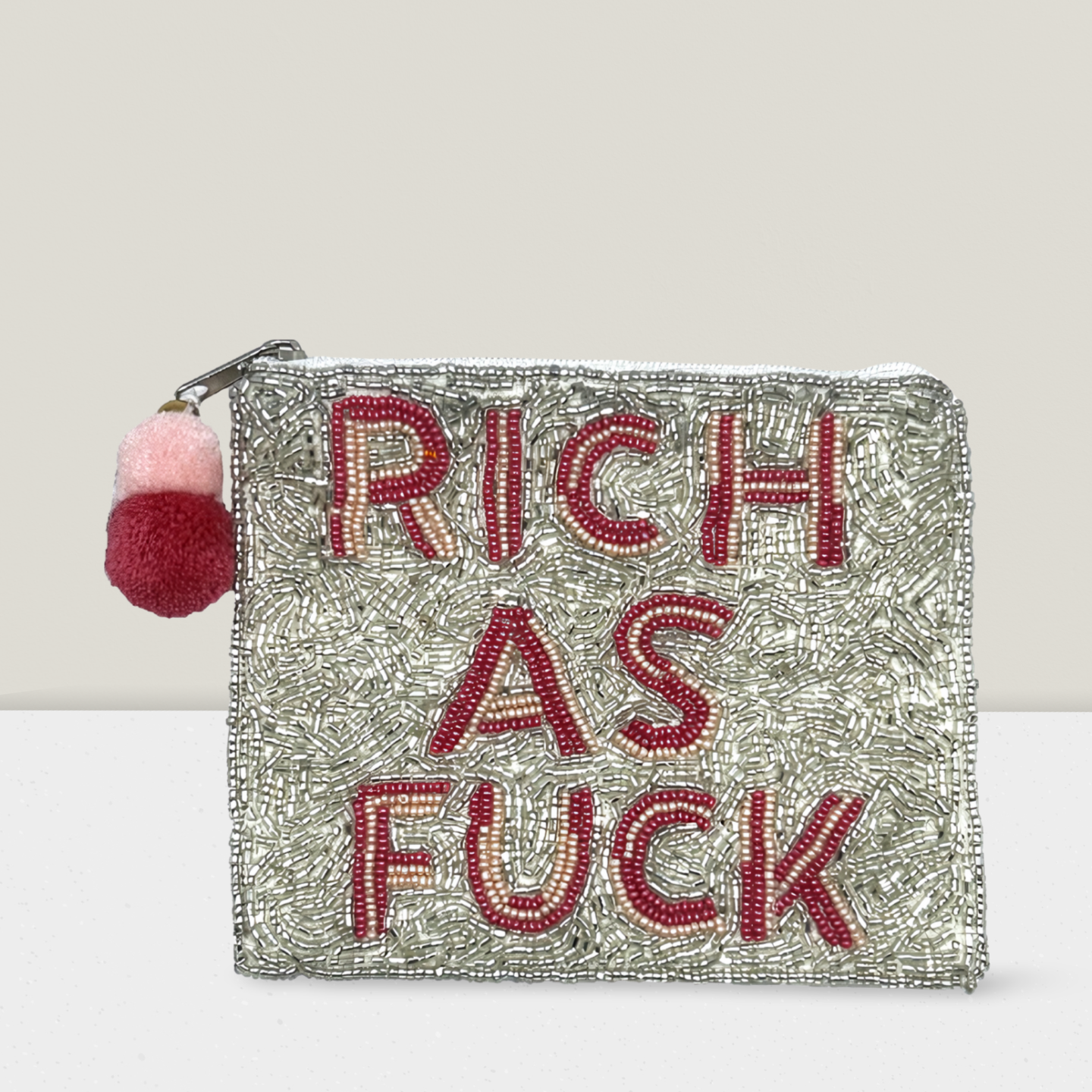 Rich as Fuck Beaded Coin Purse