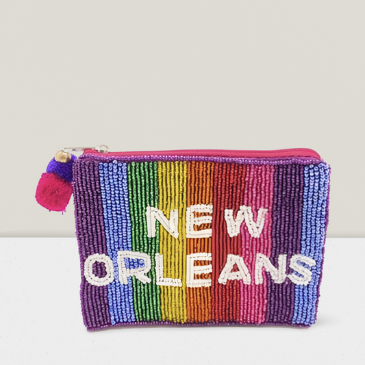 New Orleans Rainbow Beaded Coin Purse