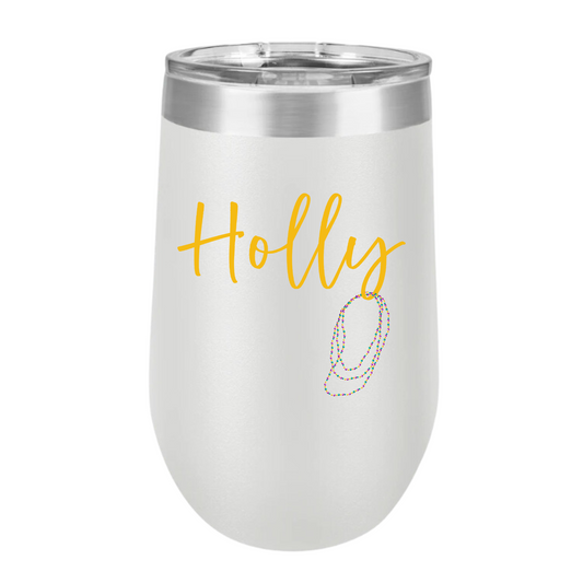 Custom Mardi Gras Chill Wine Tumbler, 16 oz